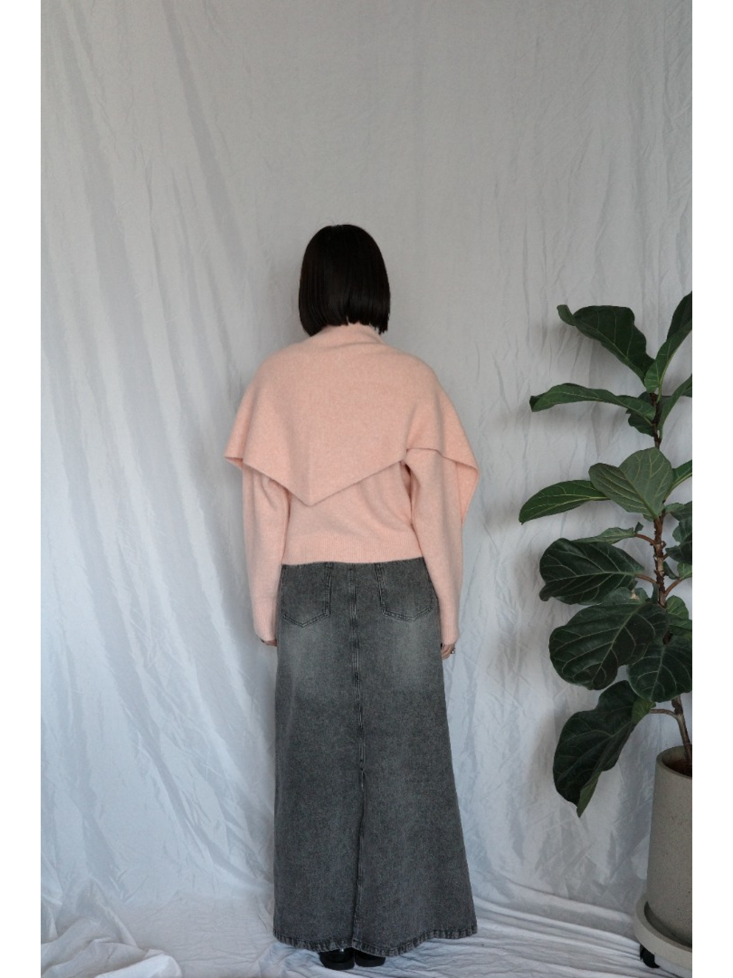 JP｜蝴蝶結刺繡針織衫+披肩兩件組/粉