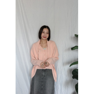 JP｜蝴蝶結刺繡針織衫+披肩兩件組/粉