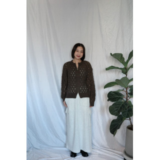 JP｜簡約鏤空針織上衣/咖