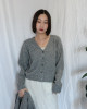 JP｜蝴蝶結刺繡針織衫+披肩兩件組/灰