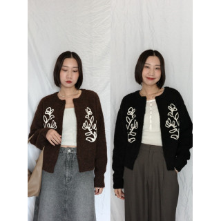 JP｜刺繡花卉羊毛開襟衫/包色價