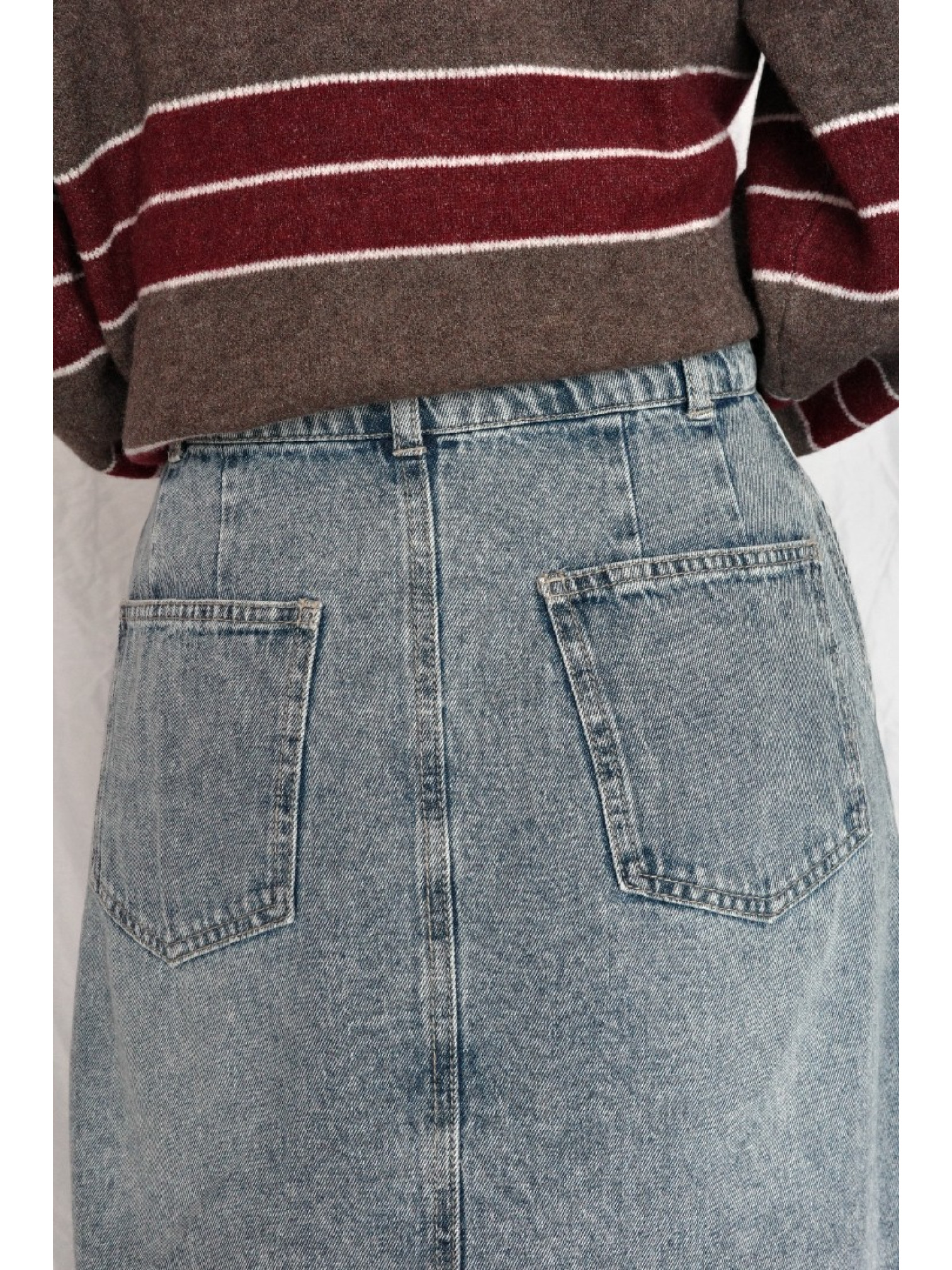 JP｜完美版型A字牛仔長裙/藍