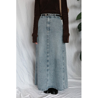 JP｜完美版型A字牛仔長裙/藍