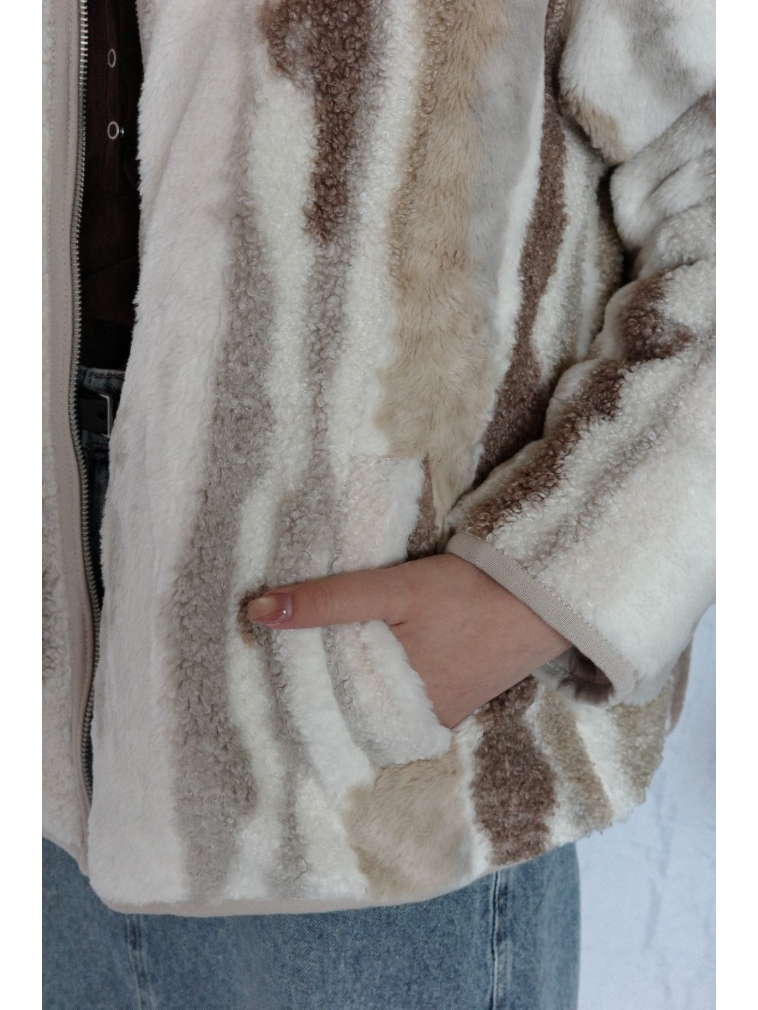 JP｜2way雙面穿波浪紋毛呢外套/米