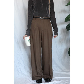 JP｜俐落收腰打褶西裝褲/咖M-L