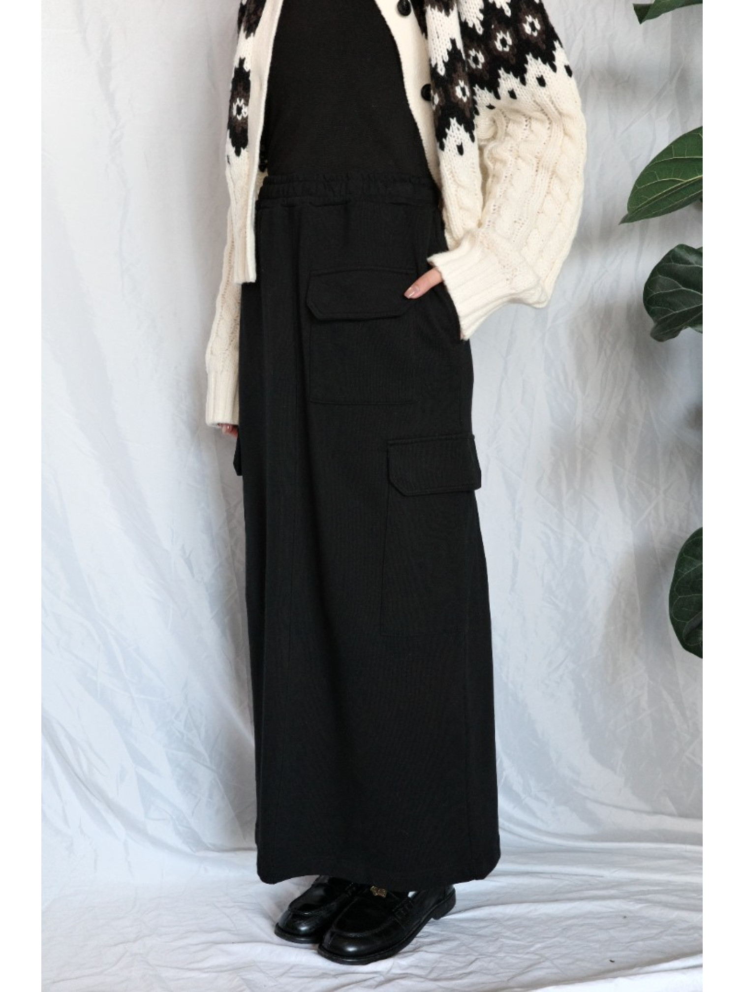 JP｜率性工裝感棉裙/黑M-L