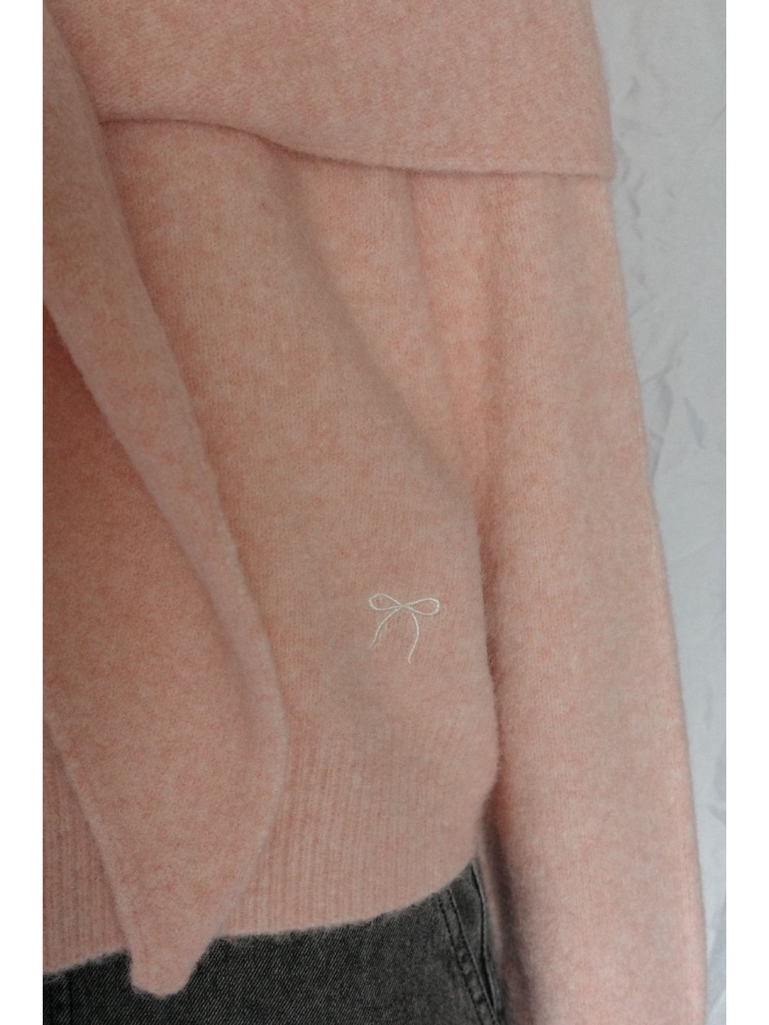 JP｜蝴蝶結刺繡針織衫+披肩兩件組/粉