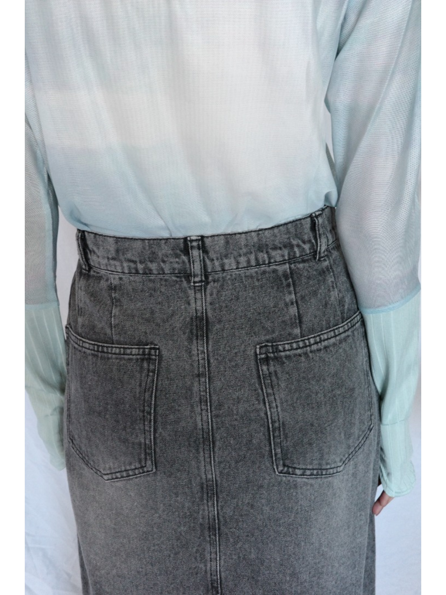 JP｜完美版型A字牛仔長裙/炭灰